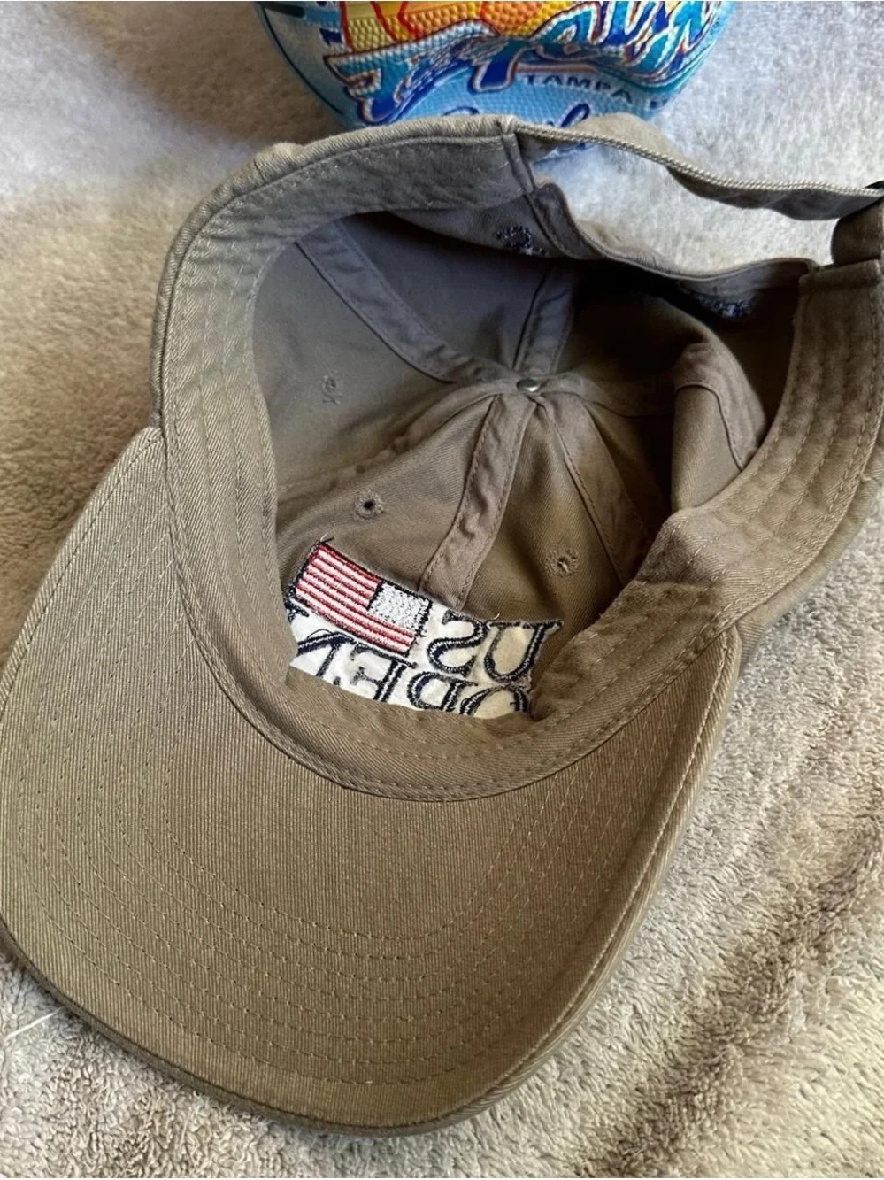 Vintage US Open 2004 Embroidered Baseball Cap - Olive with Flag